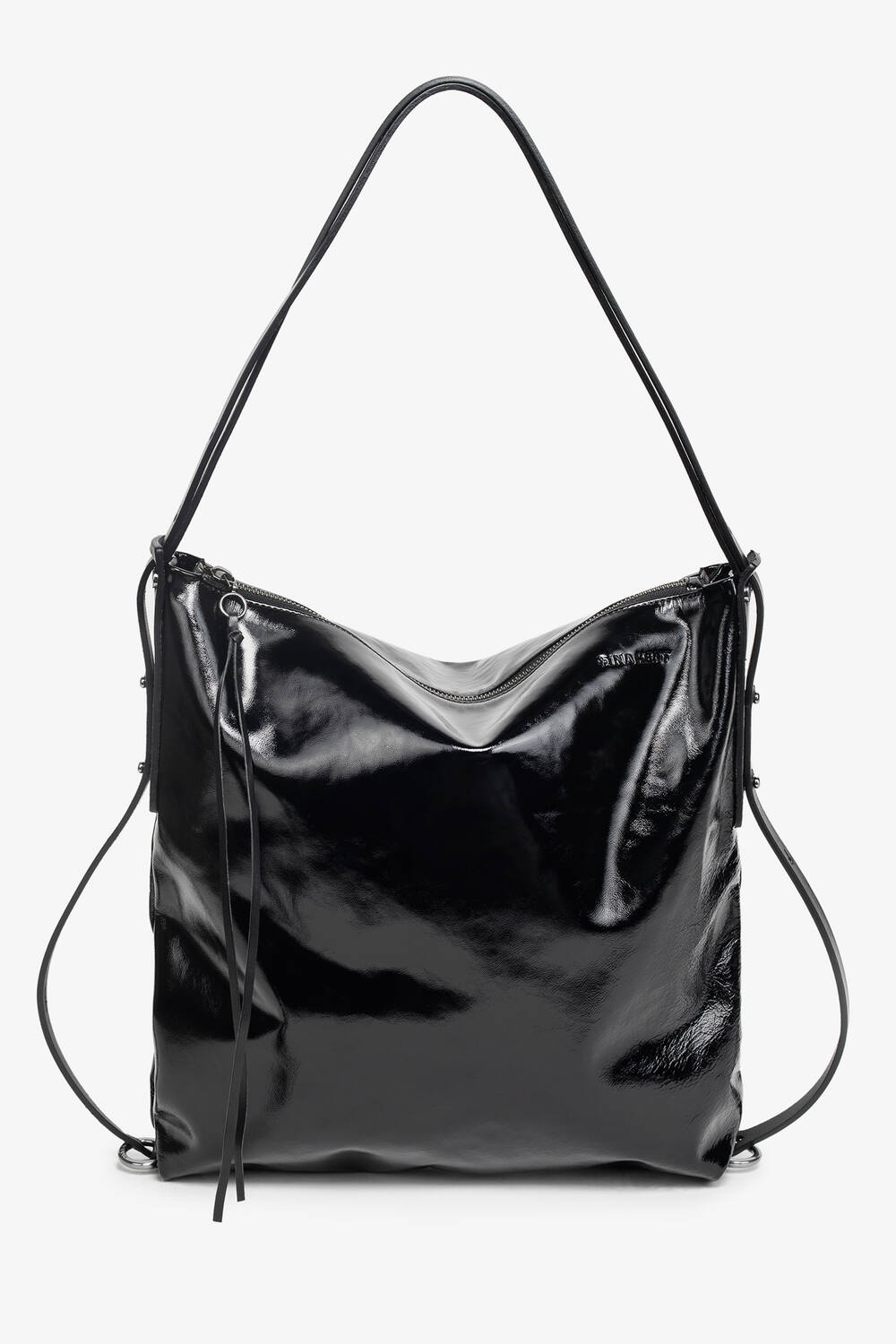 INA KENT versatile tote bag made of patent leather AMPLE ed.1 patent black