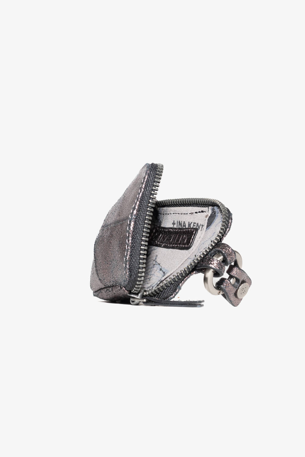 Mini wallet X.LOMI ed.2 by INA KENT with shimmering leather surface and snap hook from the inside