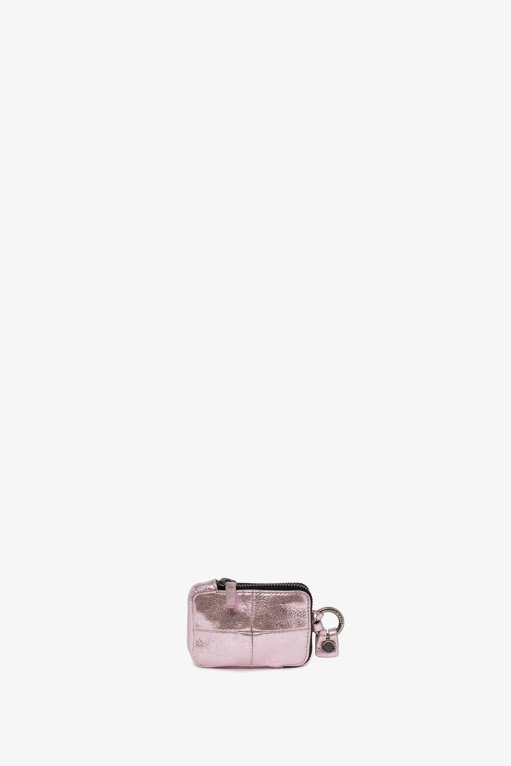 Metallisches Ledertäschchen in Rosa von vorne