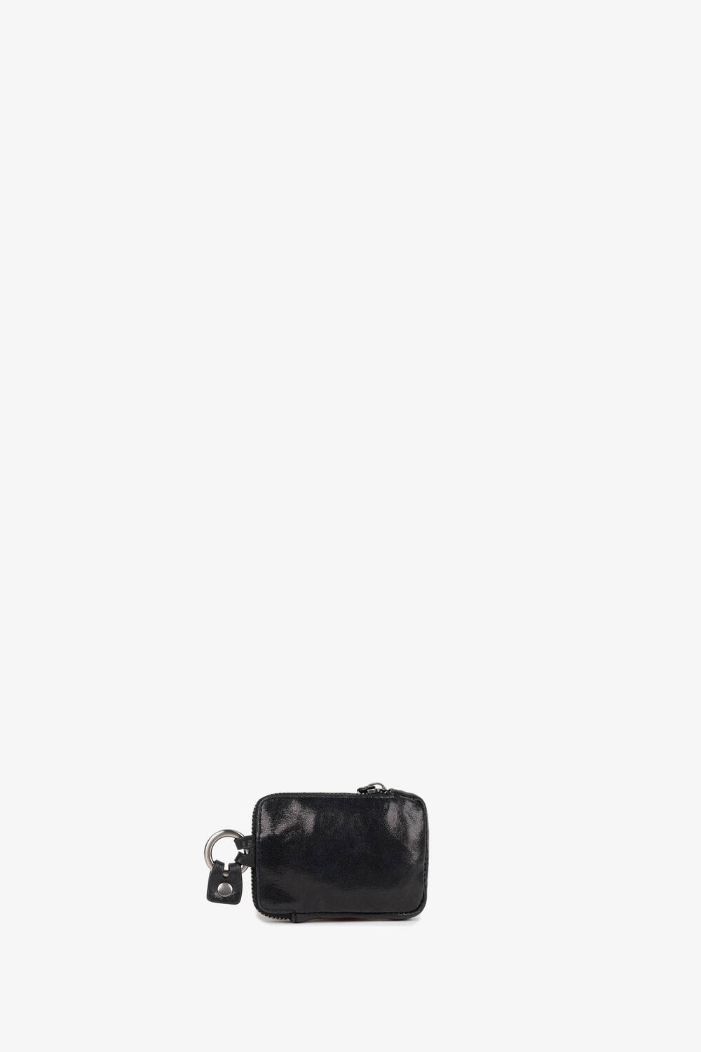 A small black INA KENT zippered pouch with a keyring attached, displayed against a plain white background.