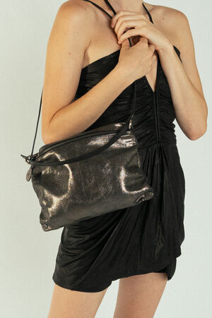 Schultertasche MOONLIT ed.1 crackled graphite