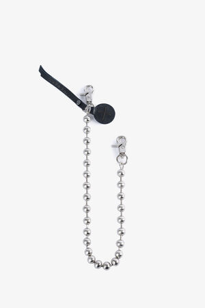 INA KENT Schlüsselkette BALL'N'CHAIN ed.1 in silber mit schwarzen Details aus Leder