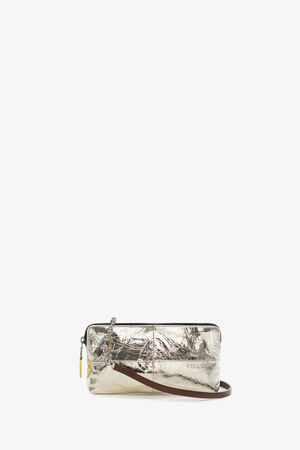 INA KENT bag IVIET ed.3 in shiny gold, platinum metallic leather