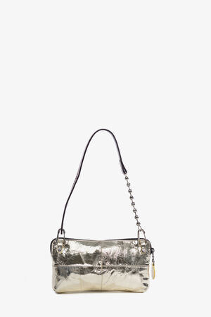 INA KENT bag IVIET ed.3 in shiny gold, platinum metallic leather, back view
