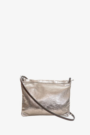 Rectangular leather bag MOONLIT ed.2 by INA KENT in shimmering gold from the back