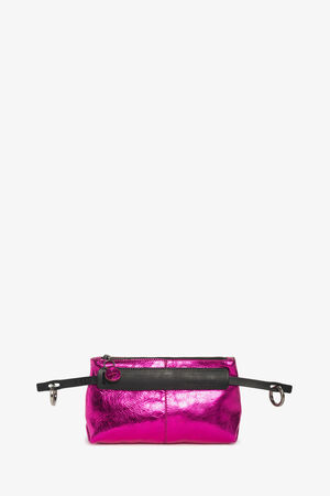 Mini Tasche in metallic pink von Hinten