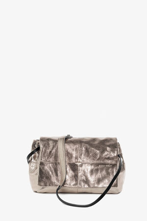 Gold-silberne metallic Tasche mit Klappe von vorne