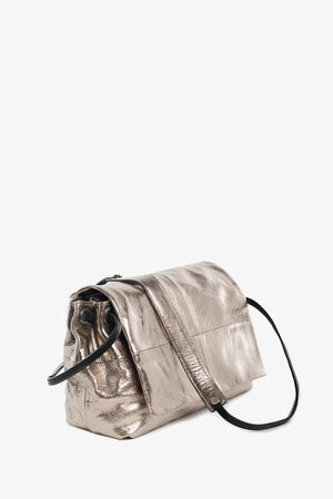 Gold-silberne metallic Tasche mit Klappe von der Seite
