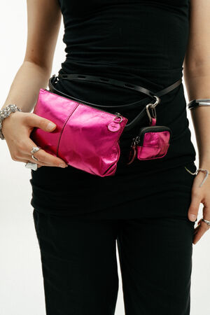 small metallic neon pink leather bag by INA KENT waist bag