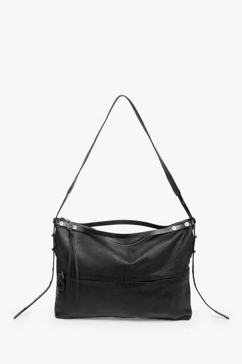 INA KENT Handtasche aus schwarzem Leder mit Außentaschen ROVE ed.3 black