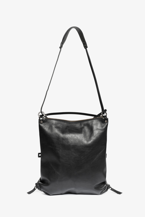 Back view AD LIB ed.1 raffled, versatile INA KENT Tote Bag made of soft black leather