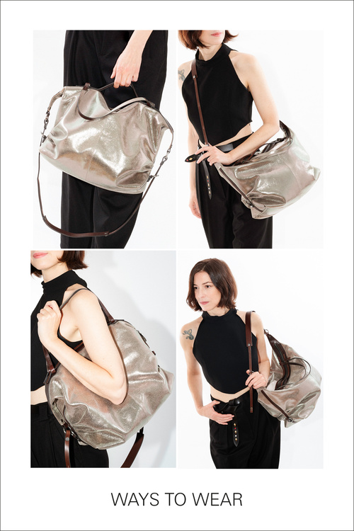 DELA EDEN große Handtasche metallic Ways to Wear Tragevarianten 