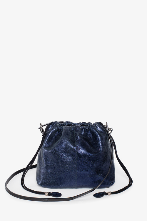 INA KENT bucket bag made of blue metallic leather BUFFY ed.1 crackled navy