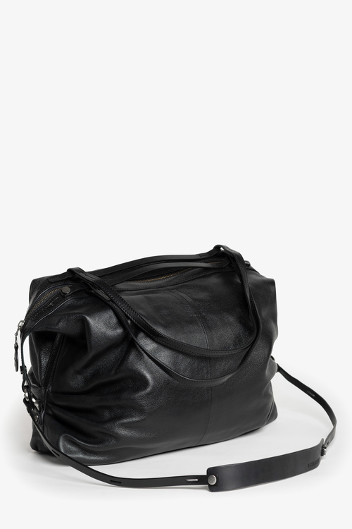 Große Tasche aus weichem schwarzem Leder DELA EDEN ed.1 black
