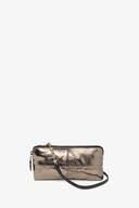 goldene Ausgehtasche mit einem Riechen mit Silberkugeln von vorne